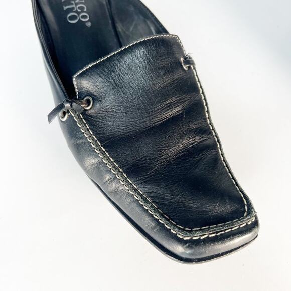 Franco Sarto Black Leather Kitten Heels Mules Shoes Shoes 7 - Picture 11 of 13